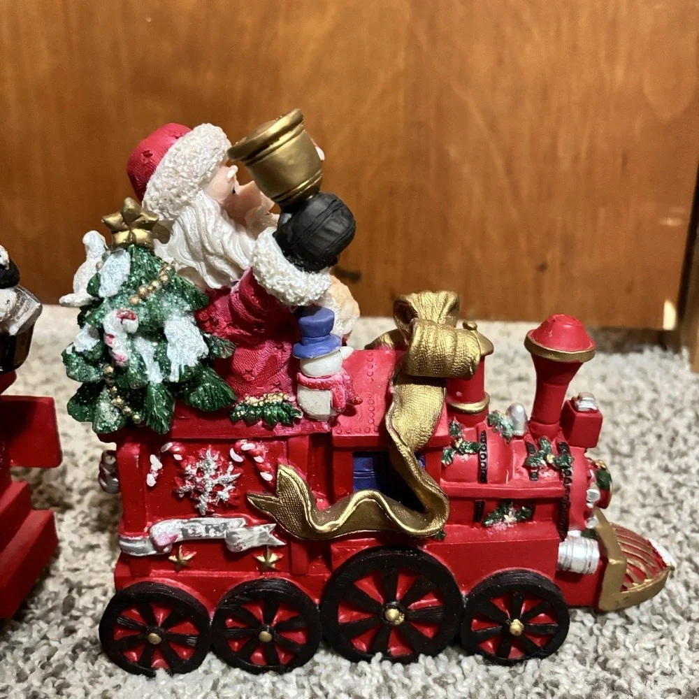 VTG Resin Christmas Train Set Santa Toys Children Presents Original Box